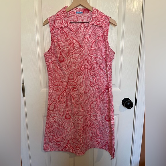J. McLaughlin Pink & White Paisley Sleeveless Collared Dress - Picture 1 of 5